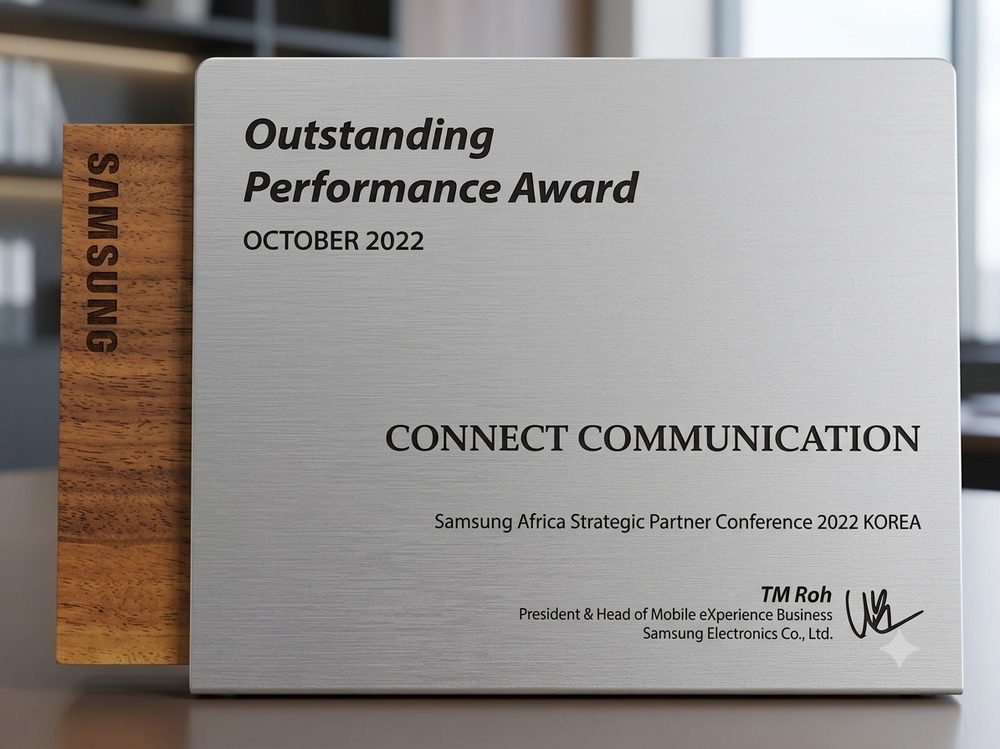 Samsung Outstanding Performance Award plaque, October 2022